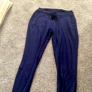 Athleta navy blue jogger sweatpants.
